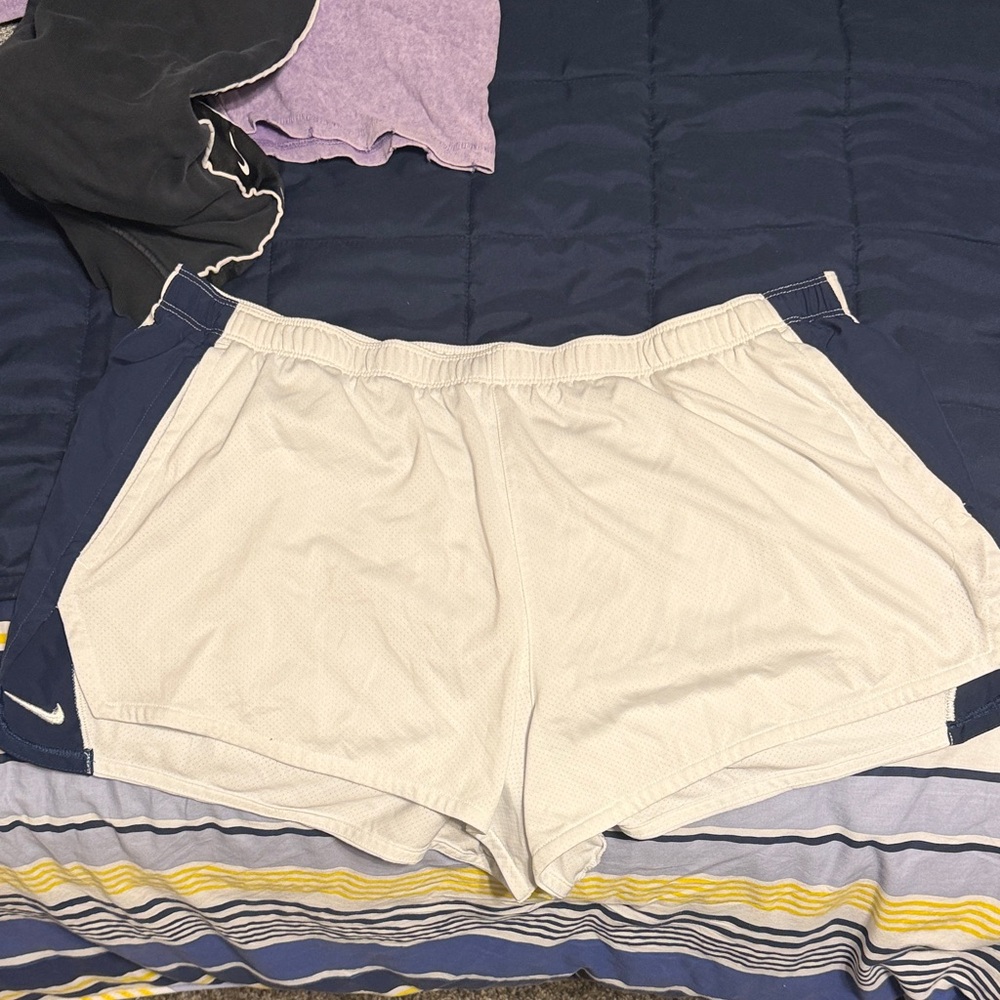 Men’s Nike White and Blue Athletic Running Shorts